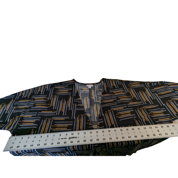 Lularoe Kimono Cardigan Size M Women’s Black Gold White Abstract Pattern - Picture 3 of 13